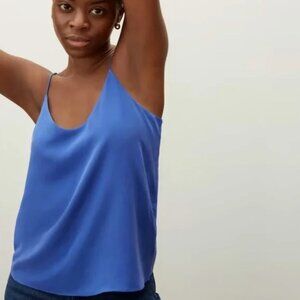 Everlane The Silken Crop Cami | Size 2 | Minimalist Elegance | Dark Steel Blue